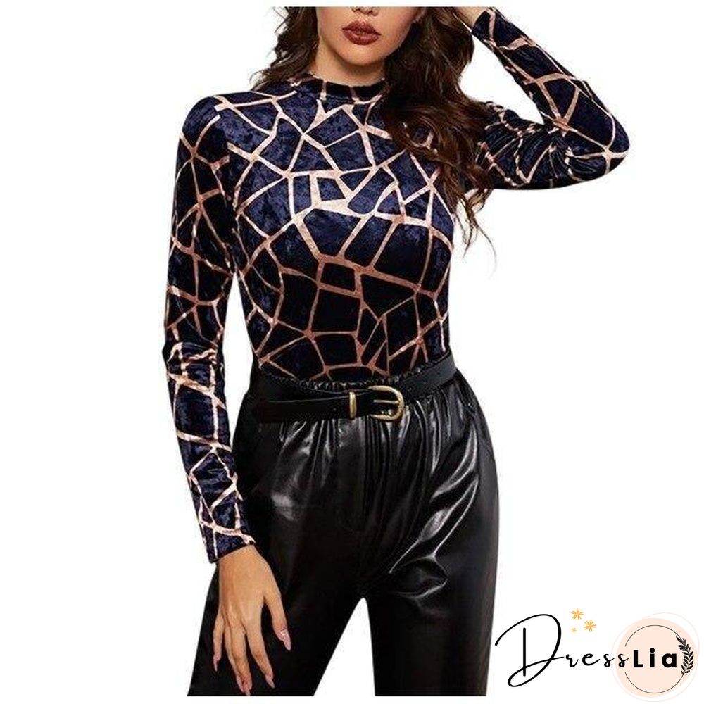 Vintage T-Shirts Women Clothing Women's Fashion Long Sleeve Tops Stamped Stretch Comfortable Bottom Tops Camisas De Mujer