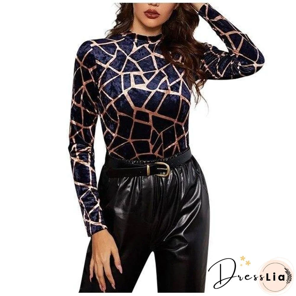 Vintage T-Shirts Women Clothing Women's Fashion Long Sleeve Tops Stamped Stretch Comfortable Bottom Tops Camisas De Mujer