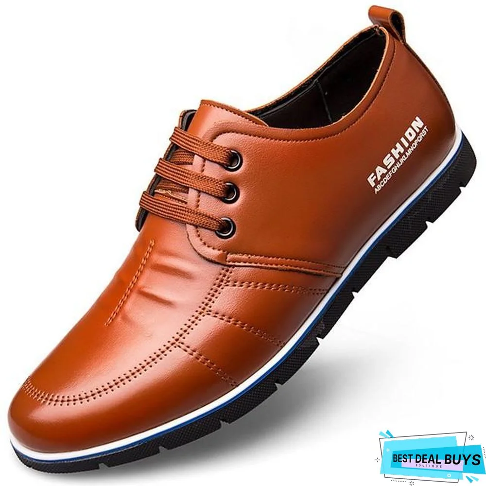 Men's Derby Shoes Fall / Winter Casual Daily Oxfords Microfiber Non-Slipping Wear Proof Blue / Brown / Black Slogan