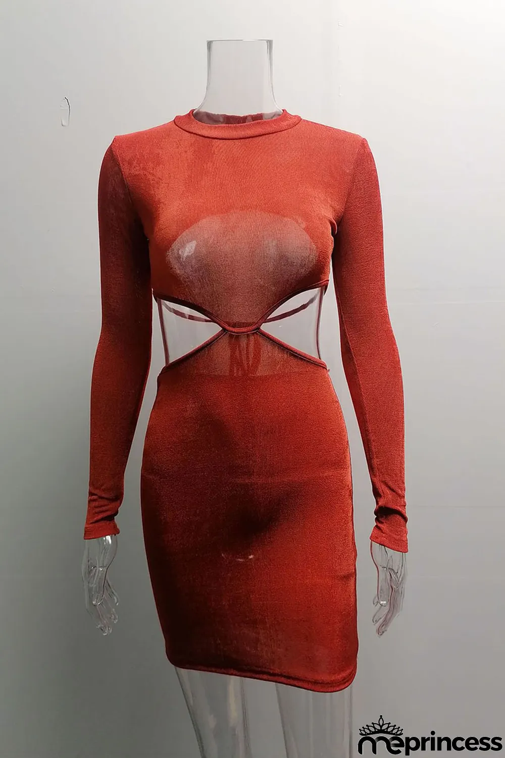 Apricot Fashion Sexy Solid Hollowed Out O Neck One Step Skirt Dresses