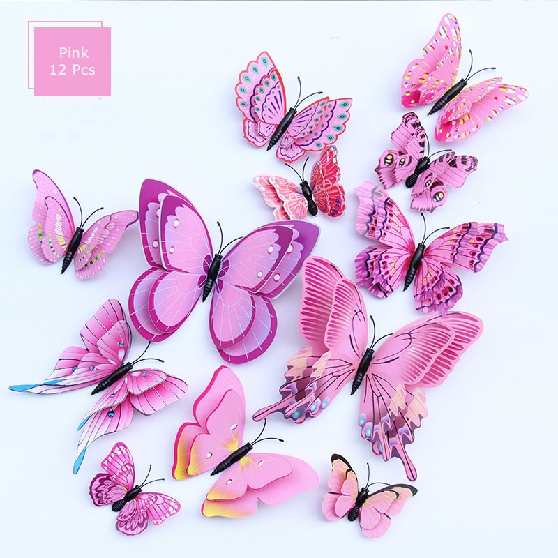 New Style 12Pcs 3d Dimensional Double Layer Simulation Butterfly