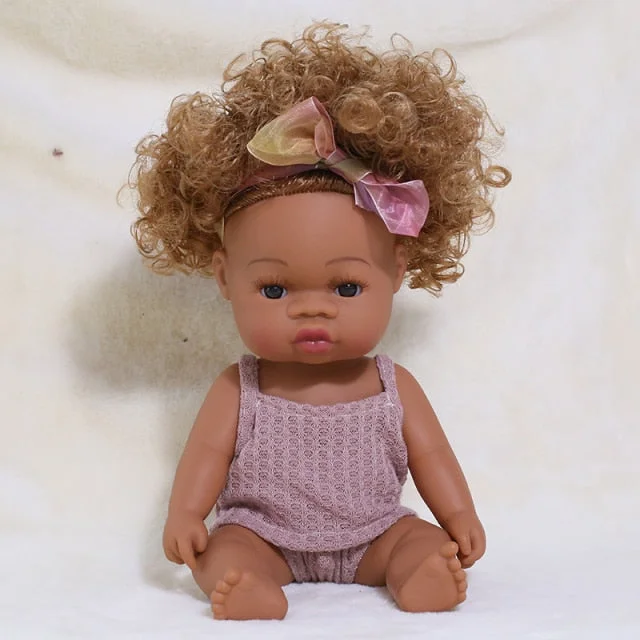 35CM American Reborn Black Baby Doll Bath Play Full Silicone Vinyl Baby Dolls Lifelike Newborn Baby Doll Toy Girl Christmas Gift