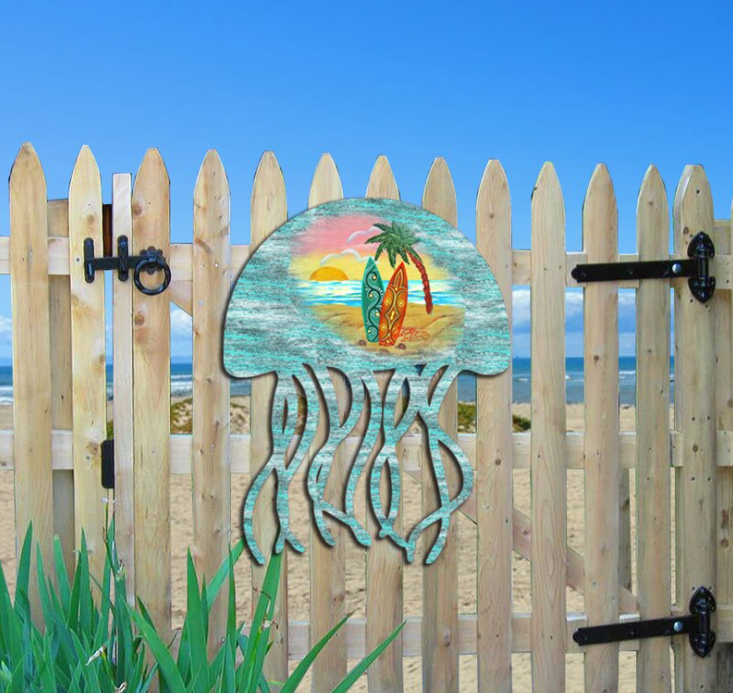 Painted Faux Wood Jellyfish Decorative Balcony Farm Garden Sculpture