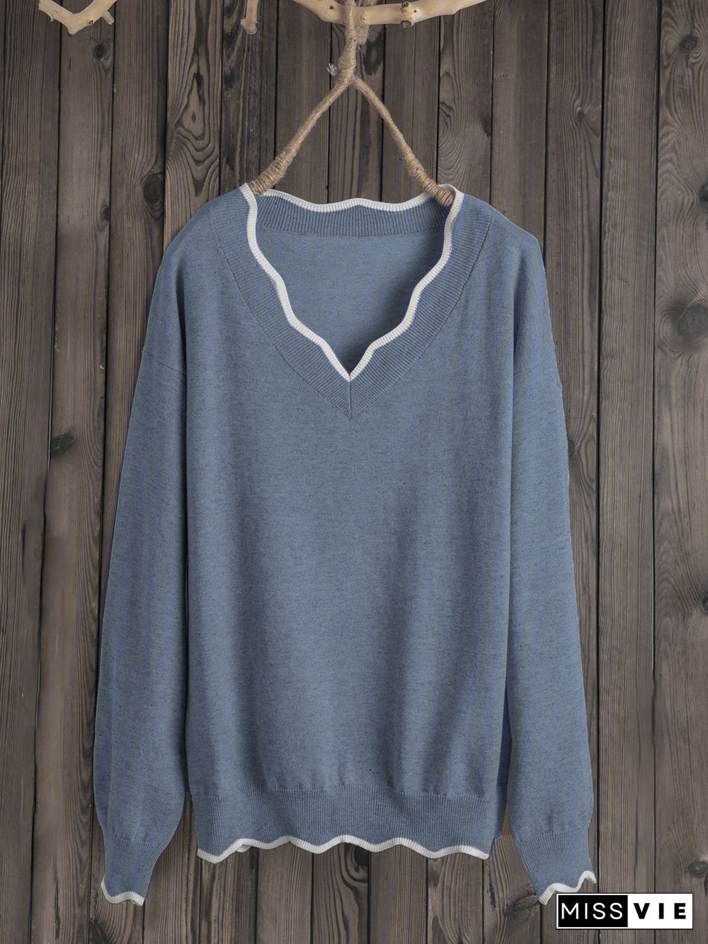 Plus Size Solid Loose Fit Women Pullover Wool Knit Sweaters
