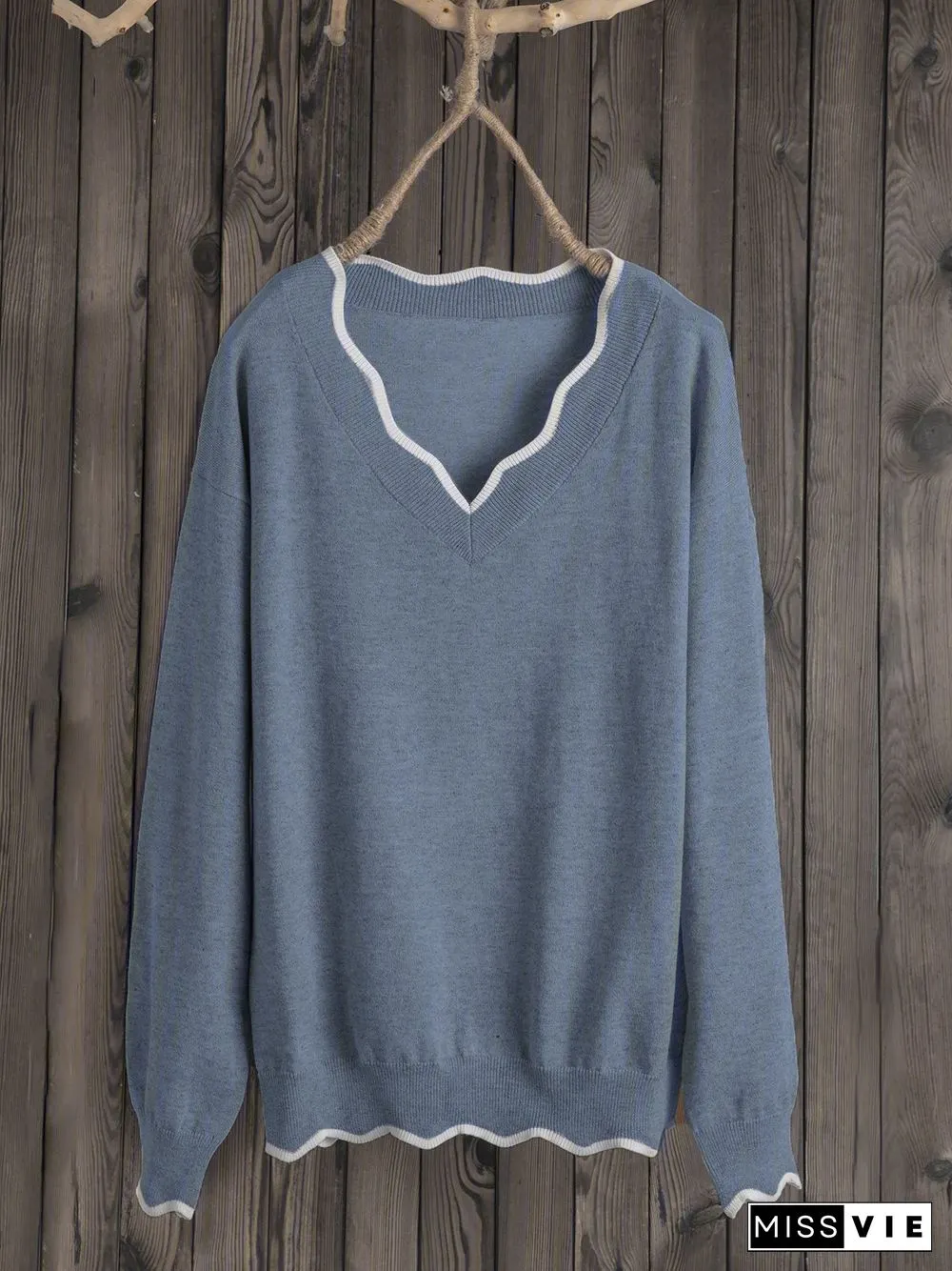 Plus Size Solid Loose Fit Women Pullover Wool Knit Sweaters