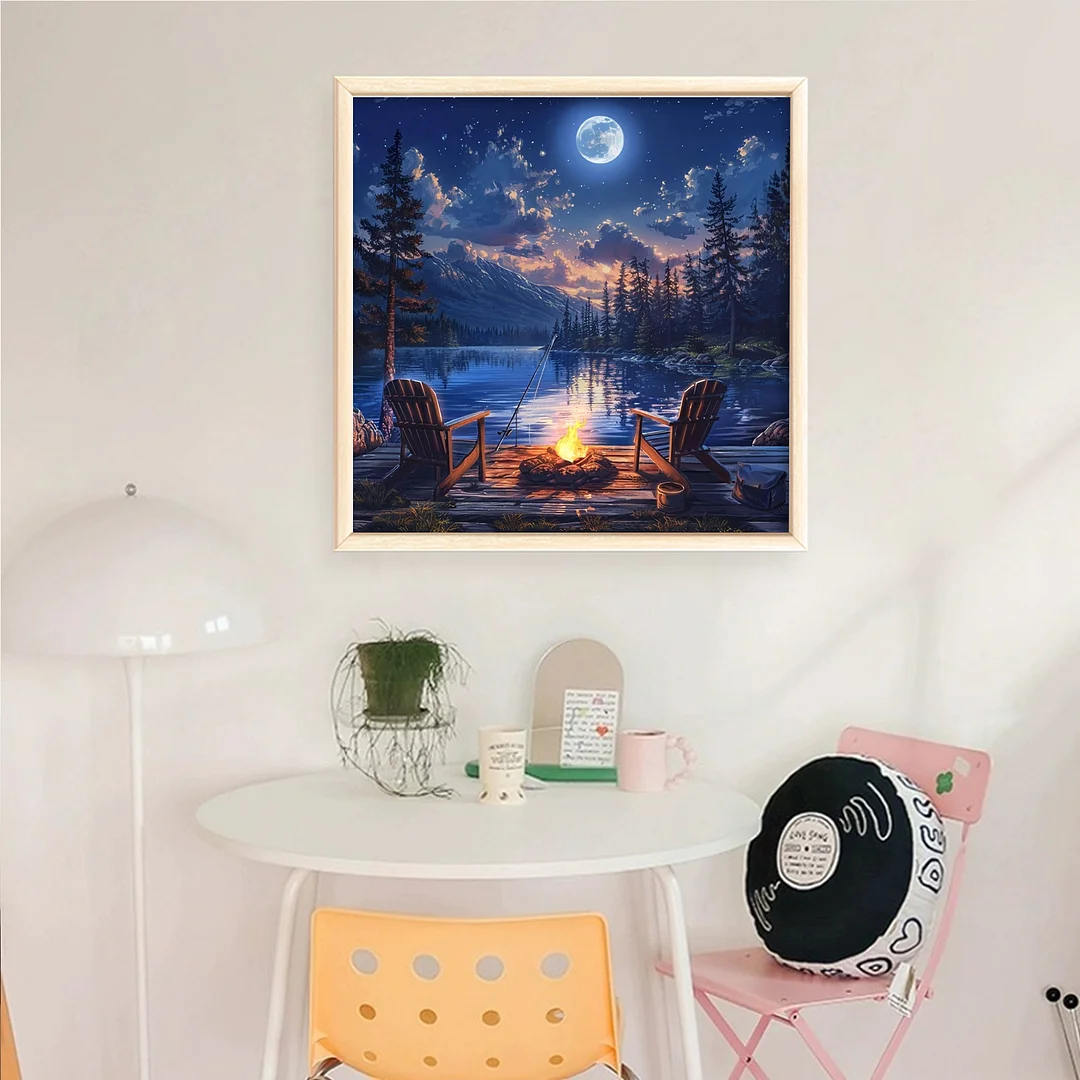 Campfire Castle Full 14CT DIY Counted Cross Stitch Kits for Home Decor 40x40cm