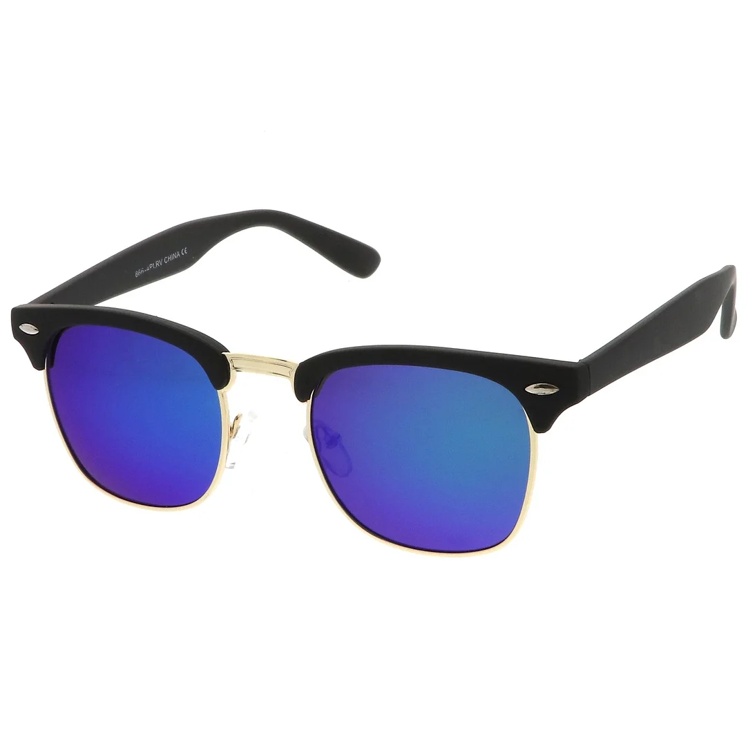 Rubberized Mirror Lens Half Frame glasses 49mm