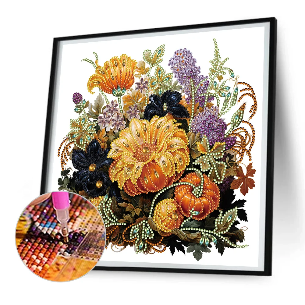 Diamond Painting - Partial Special Shaped Drill - Pumpkin Sunflower(Canvas|30*30cm)