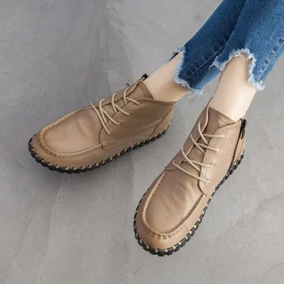 GKTINOO 2022 Vintage Style Genuine Leather Women Boots Flat Booties Soft Cowhide Women's Shoes Ankle Boots zapatos mujer