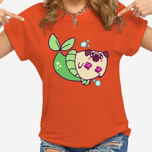 Cute Pug T-shirts For Women Summer Tee Shirt Femme Casual Short Sleeve Round Neck Tops T-shirts - Shop Trendy Women's Fashion | TeeYours