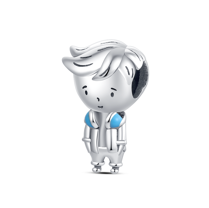925 Sterling Silver Creative Exquisite Cute Cartoon Headset Boy Couple  Character Series Bracelet Beads KTC016