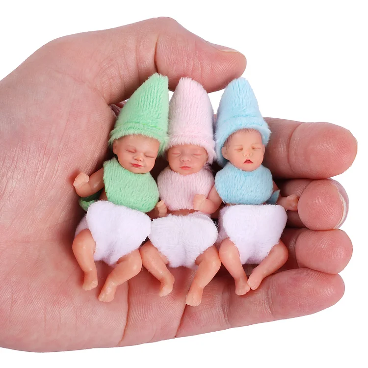 Babeside Aurora 3" Mini Full Silicone Sleeping Reborn Baby Girl with Playset Accessories