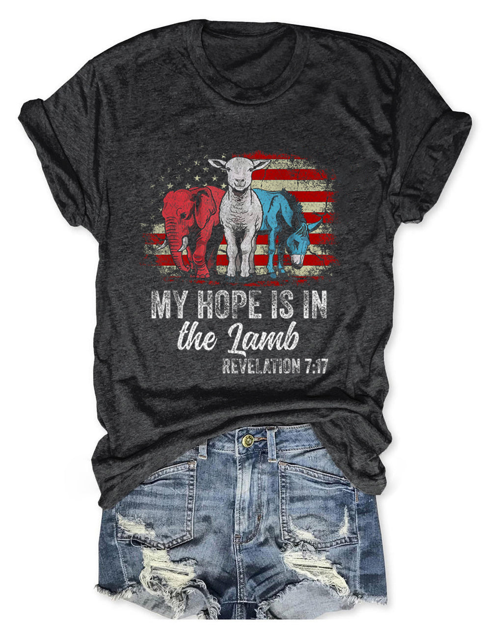 Women's My Hope Is in The Lamb Print Crew Neck T-Shirt