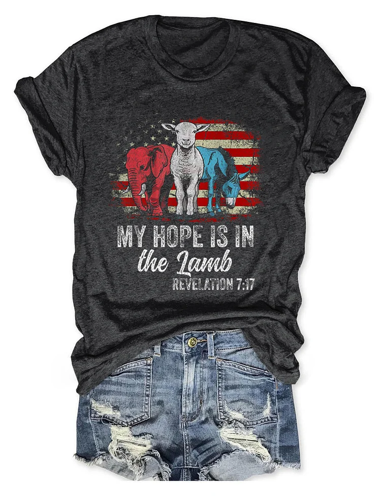 Women's My Hope Is in The Lamb Print Crew Neck T-Shirt