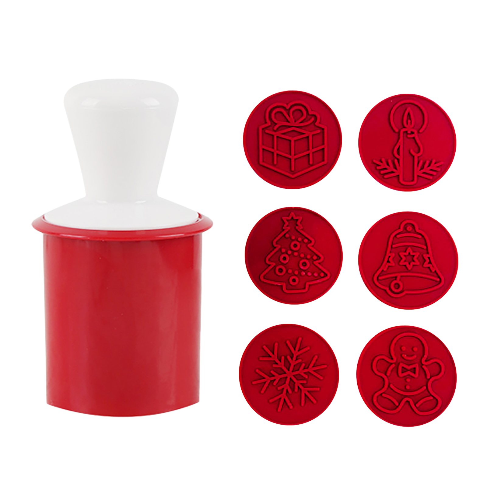 

Silicone Christmas Cookie Stamp Set Round Cookie Embossing Mold with Handle, 501 Original