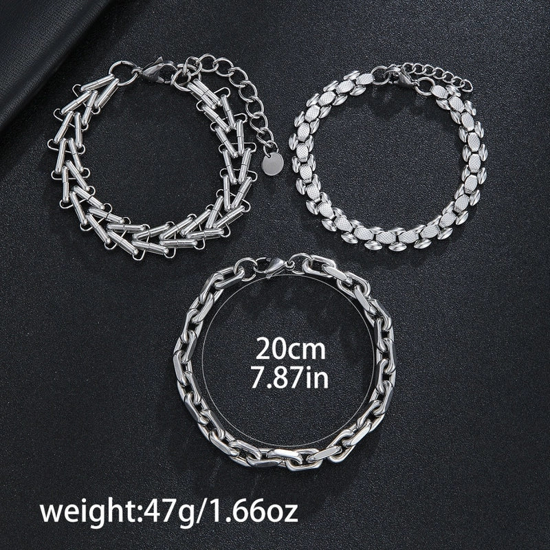 New Men’s Hip Hop Style Stainless Steel Bracelet Punk Thick Straps Daily Wear Handmade Chain Ornament