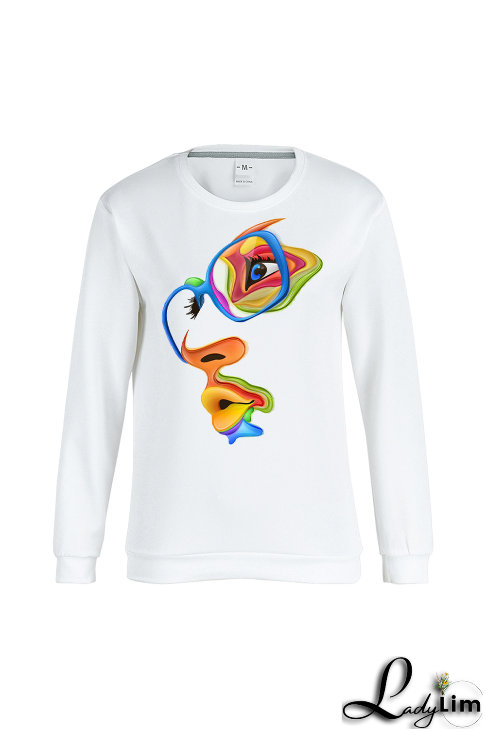 White Street Daily Print Patchwork O Neck Tops