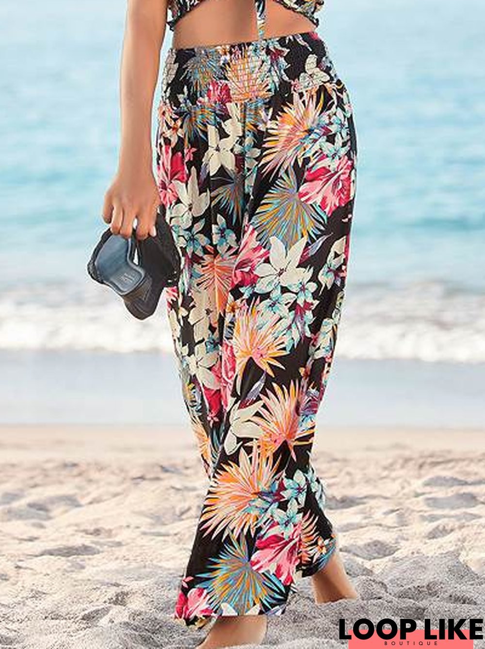 Loose Floral Vacation Casual Pants