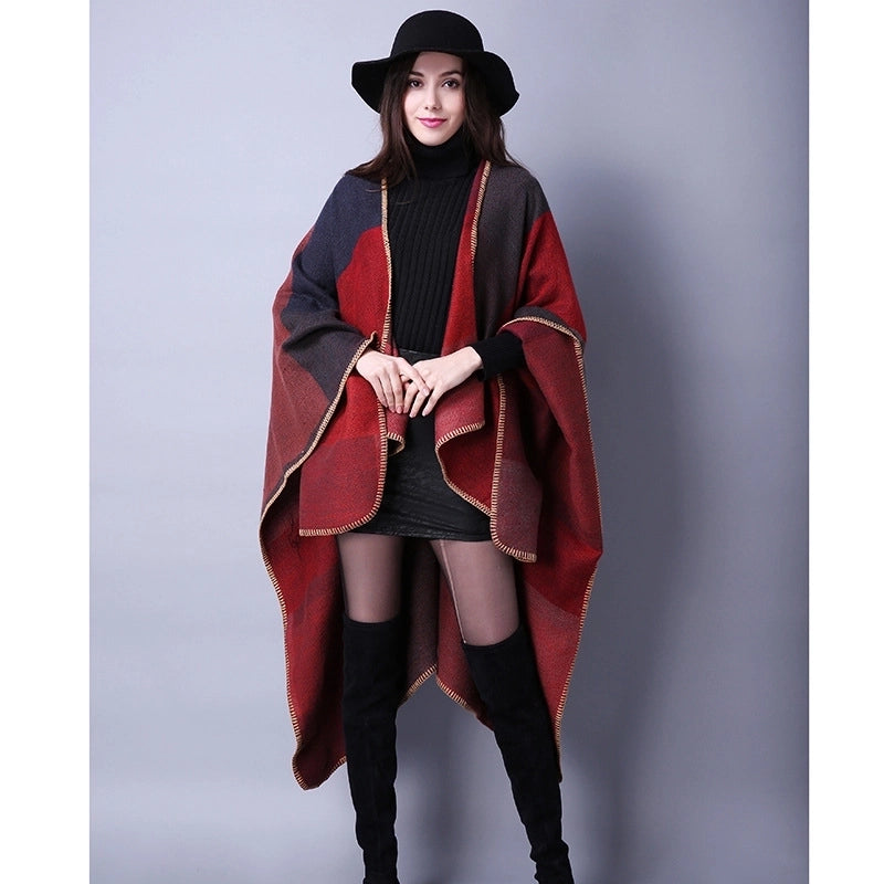 Women’s Retro Lattice Imitation Cashmere Sewing Shawls