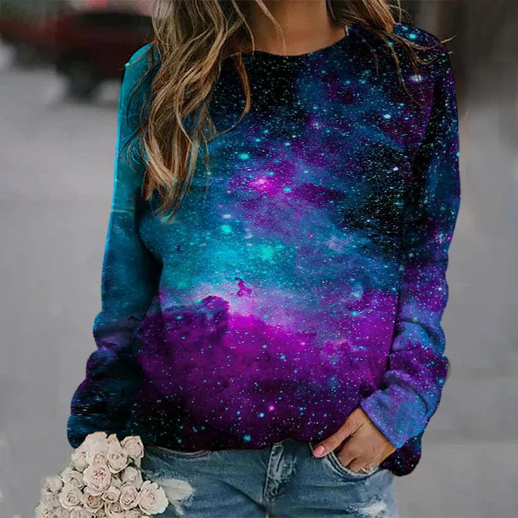 Vefave Star Print Casual Sweatshirt