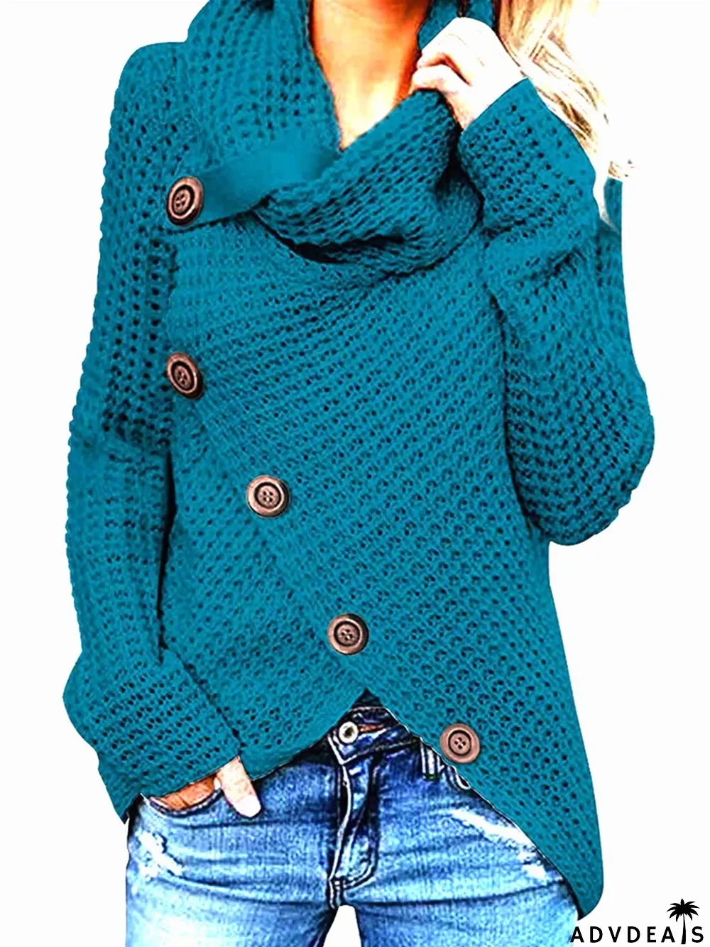 Women's Solid Color Long Sleeve Turtle Neck Tops