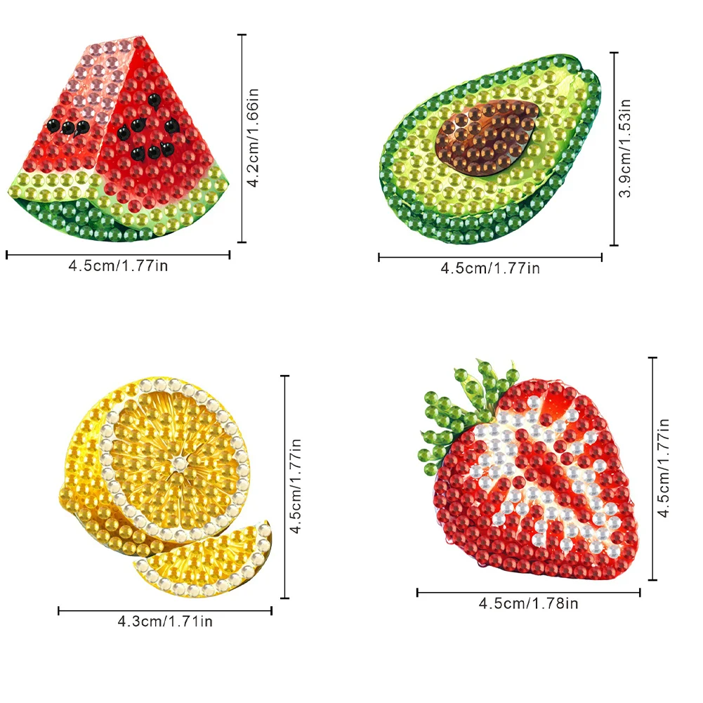 4 Pairs Fruits Double Sided Diamond Painting Earrings DIY Earrings Making Kit
