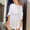 Women's Shiny Sequin Long Sleeve Party Short Dress