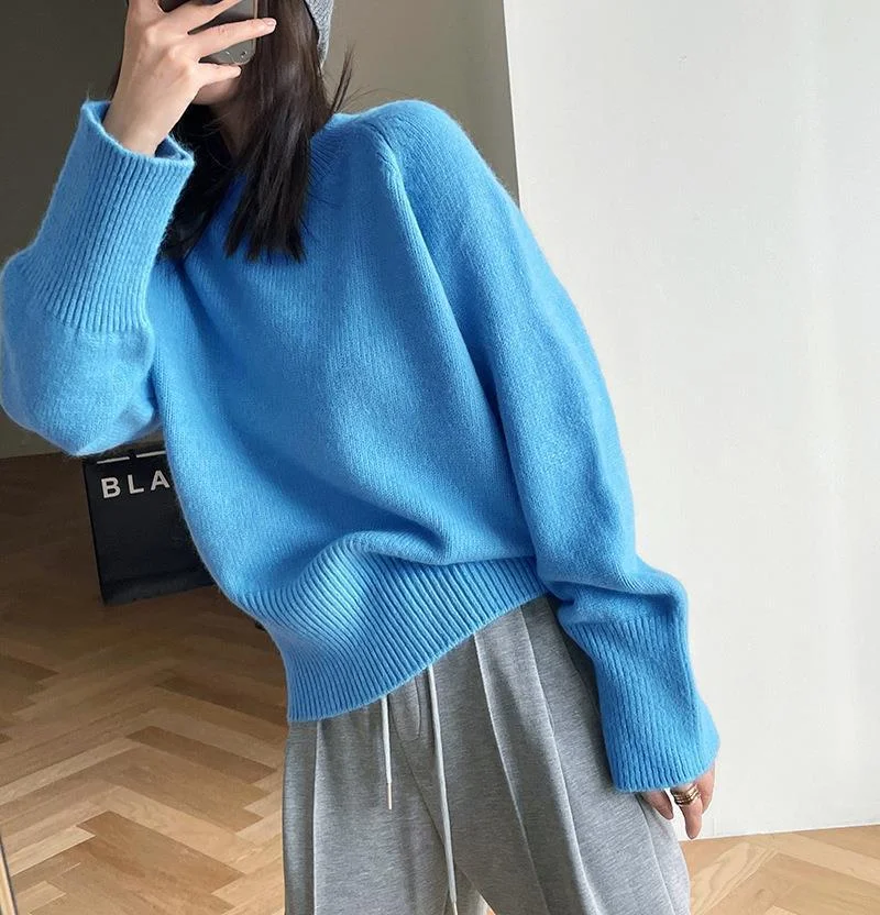 Churchf Churchf Version Sweater Female Qiu Dong Loose Wear 2024 New Versatile Lazy Wind Knit Bottom Shirt Jacket