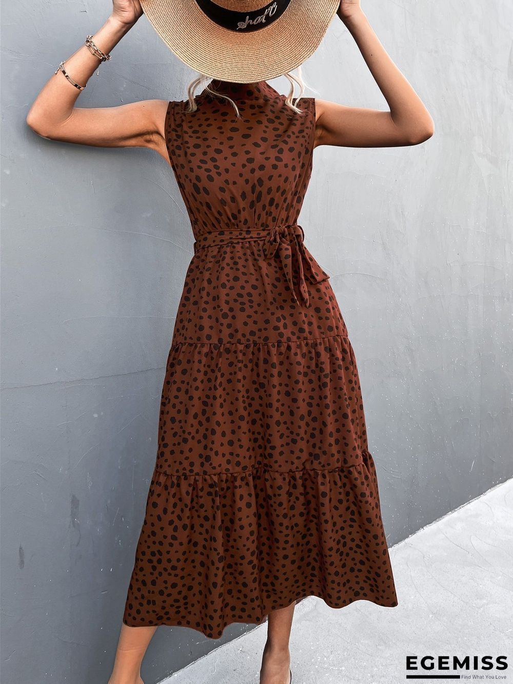 Belts Tied Sleeveless Ladies' Dresses In Long Skirts | EGEMISS