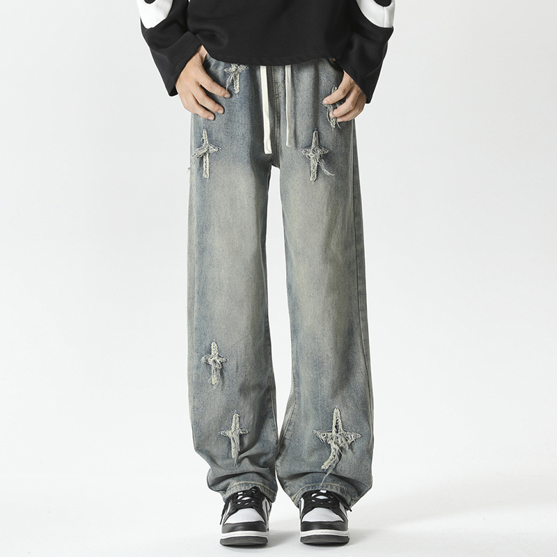 Unisex Vintage Street Embroidered Jeans - SOPULA