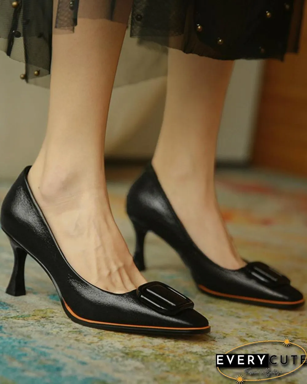 Solid Color Shallow Mouth High Heels