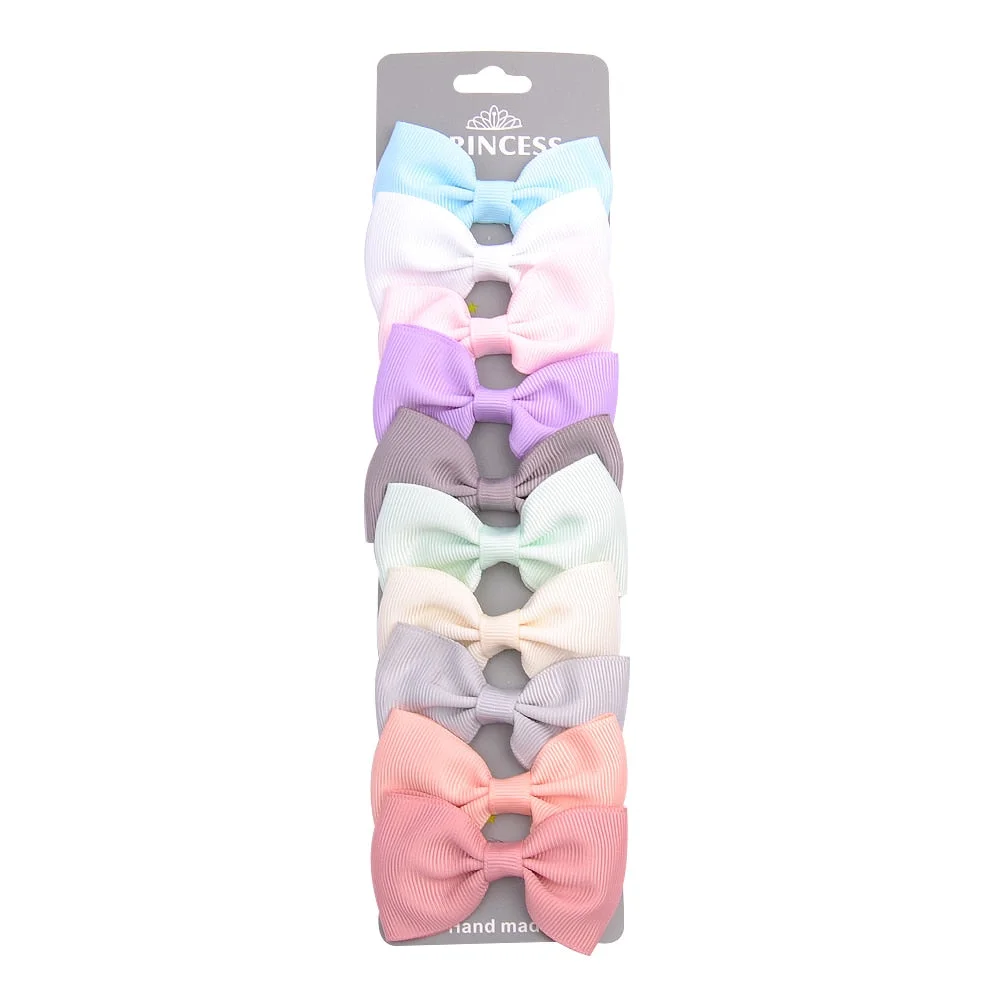 10 Pcs/set Grosgrain Ribbon Hair Bows With Clip For Cute Baby Girls Colorful Hair Clips Hairpins Barrettes Kids Hair Accessories