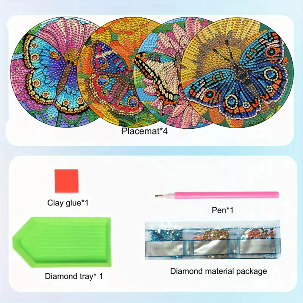 DIY Diamond Dot Kits Butterfly Diamond Painting Placemats Projects for Beginners