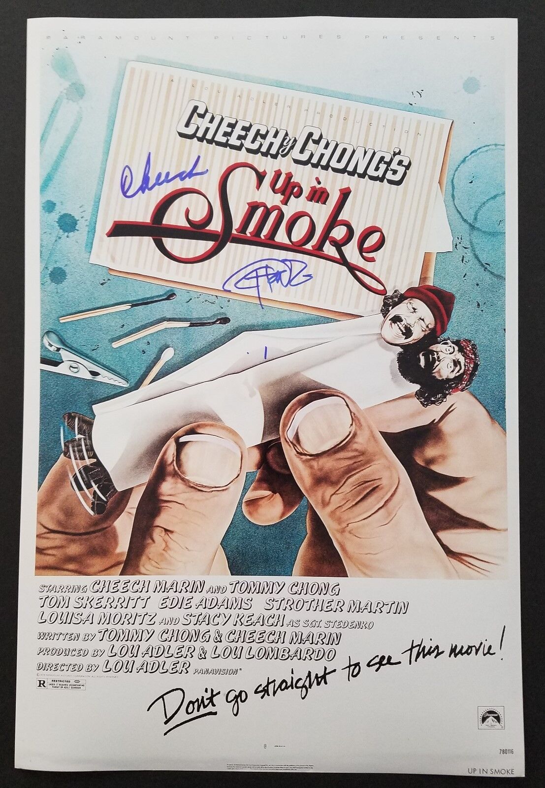 Cheech & Chong Signed Up In Smoke 12x18 Movie Poster Marin Tommy LEGENDS RAD