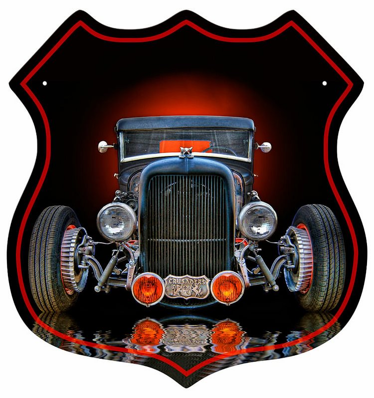 30*30cm - Old Rat Rod - Shield Tin Signs/Wooden Signs