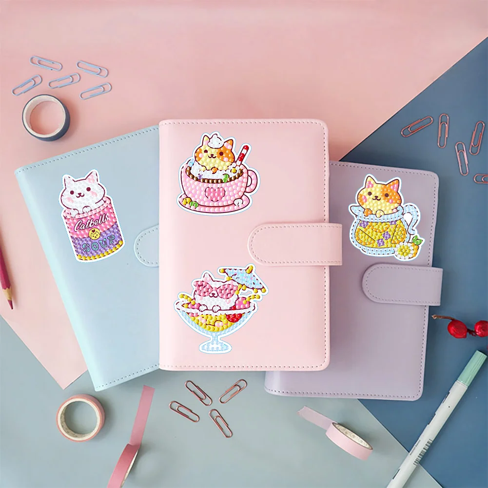 Diamonds Painting Sticker DIY Art Cartoon Cat Paster Home Decor