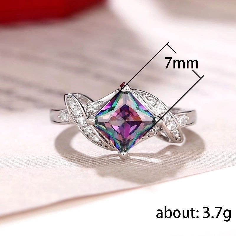 Modern Style Geometric Copper Inlay Zircon Rings