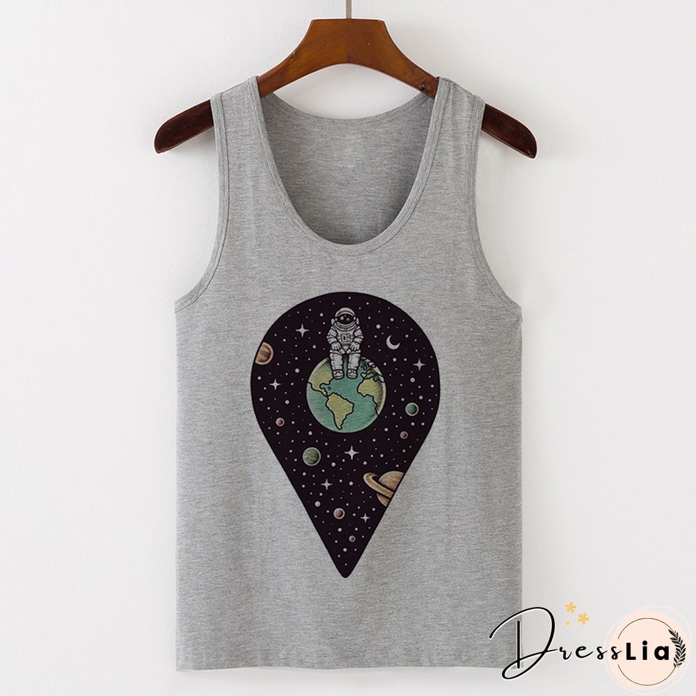 Womens Sexy Vest Tank Tops T-Shirt Summer Camisole Universe Print Fashion Streetwear