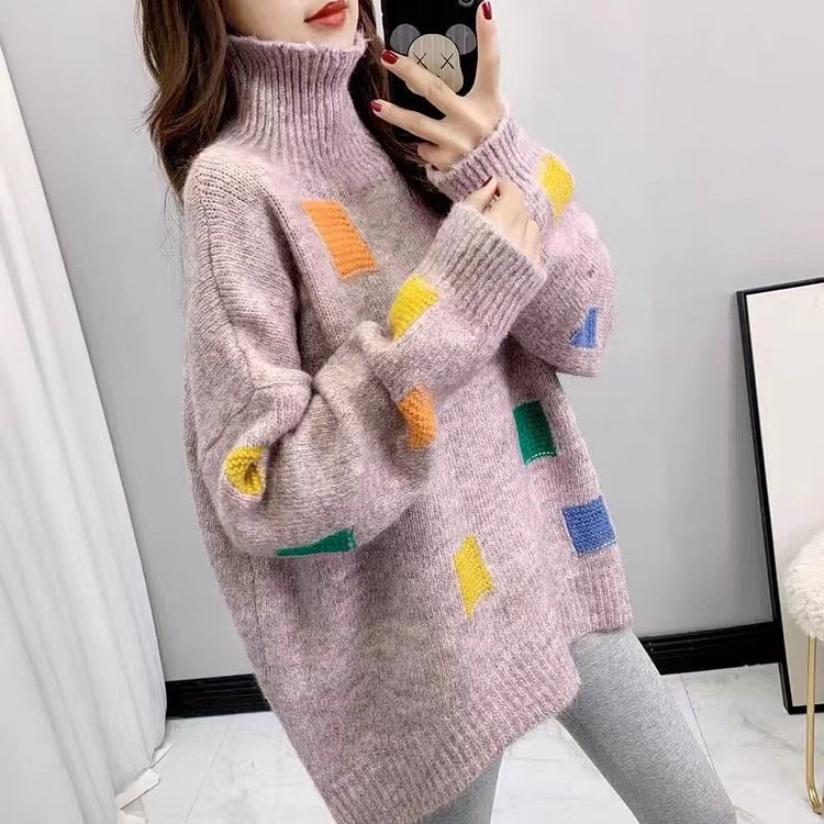 Long Sleeve Casual Geometric Sweater
