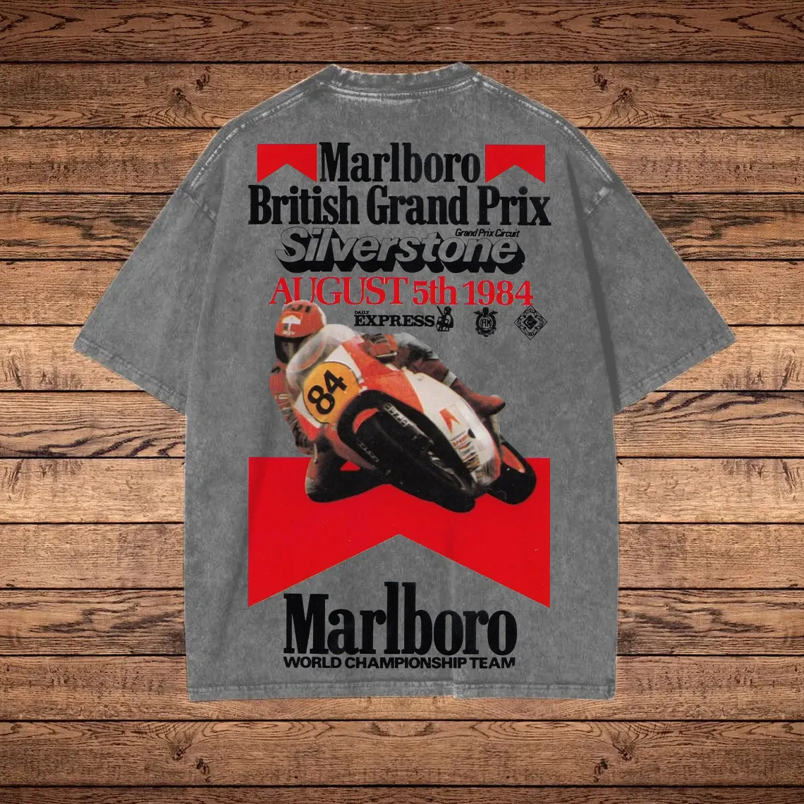 Vintage Motorcycle Racing Graphic Print Washed T-shirt
