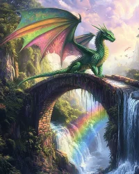 Emerald Dragon on Colorful Rocks &ndash; Diamond Painting