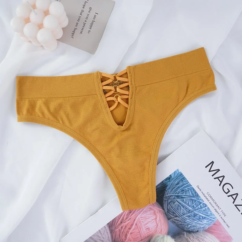 Cotton Women Hollow Out Thong Panties Underwear Seamless Sport Briefs Low Waist Female Solid Panty Comfort Lady Lingerie