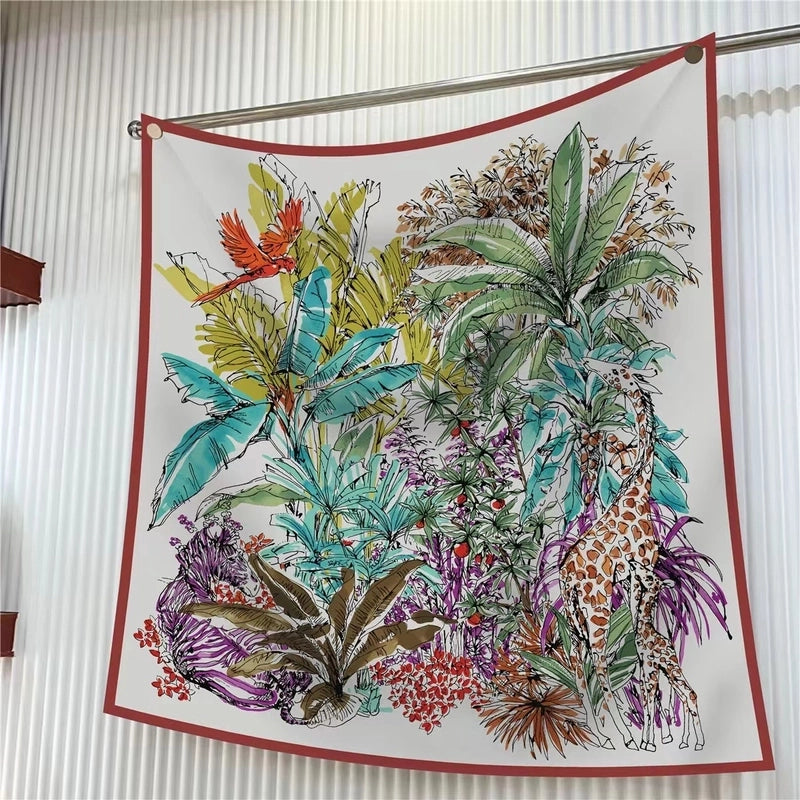 90cm * 90cm Hangzhou High Quality Twill Forged Large Square Scarf Fashion Printed Scarf Sunscreen Shawl Scarf