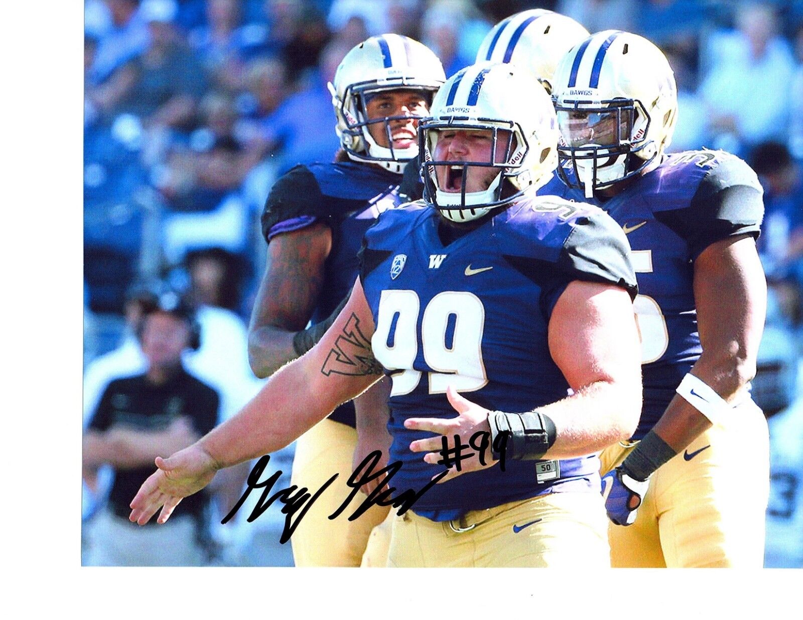 Greg Gaines Washington Huskies signed autographed 8x10 football Photo Poster painting d