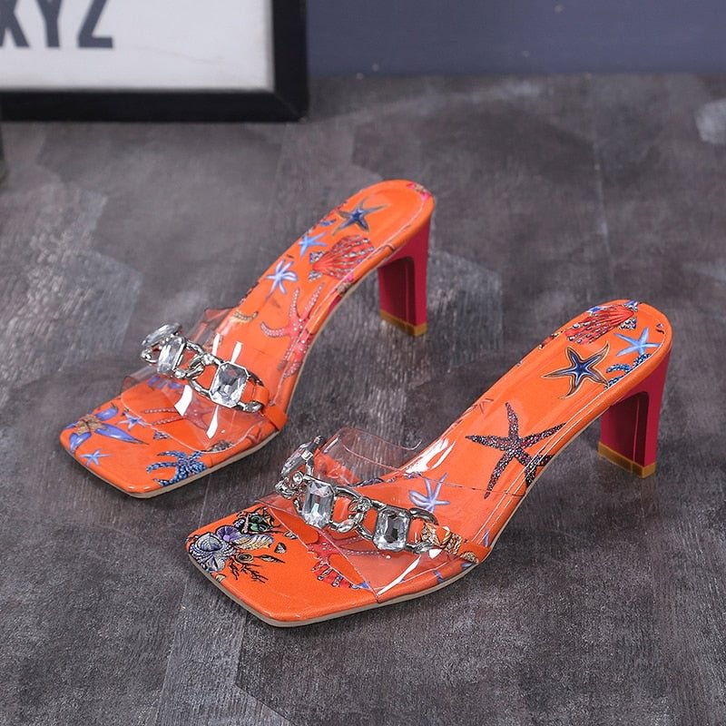 Latest Green Color Shoes for Women Sandals 2021 Fashion Women Clear Rhinestone Heels High Heels Sexy Ladies Ladies Dress Shoes