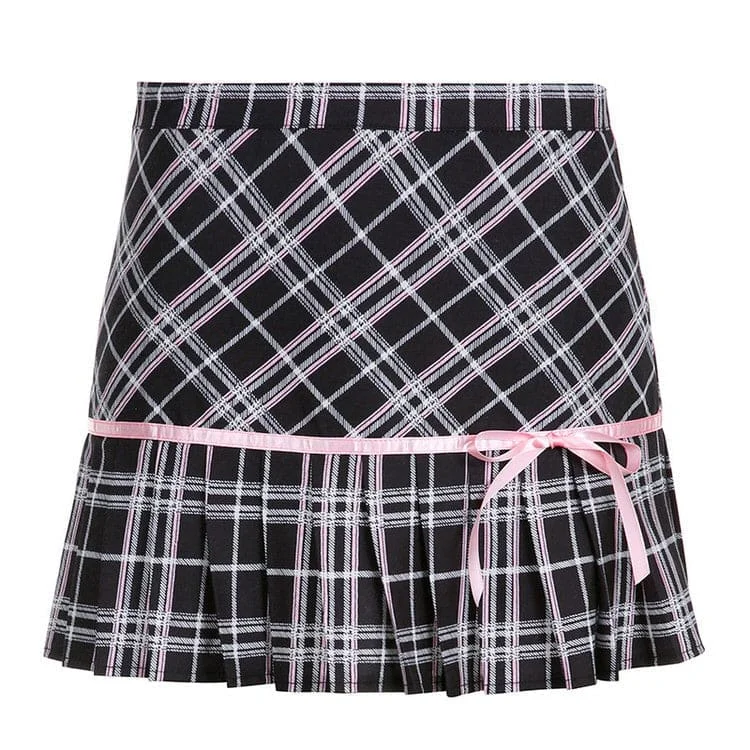 Plaid Ribbon Bow Skirt