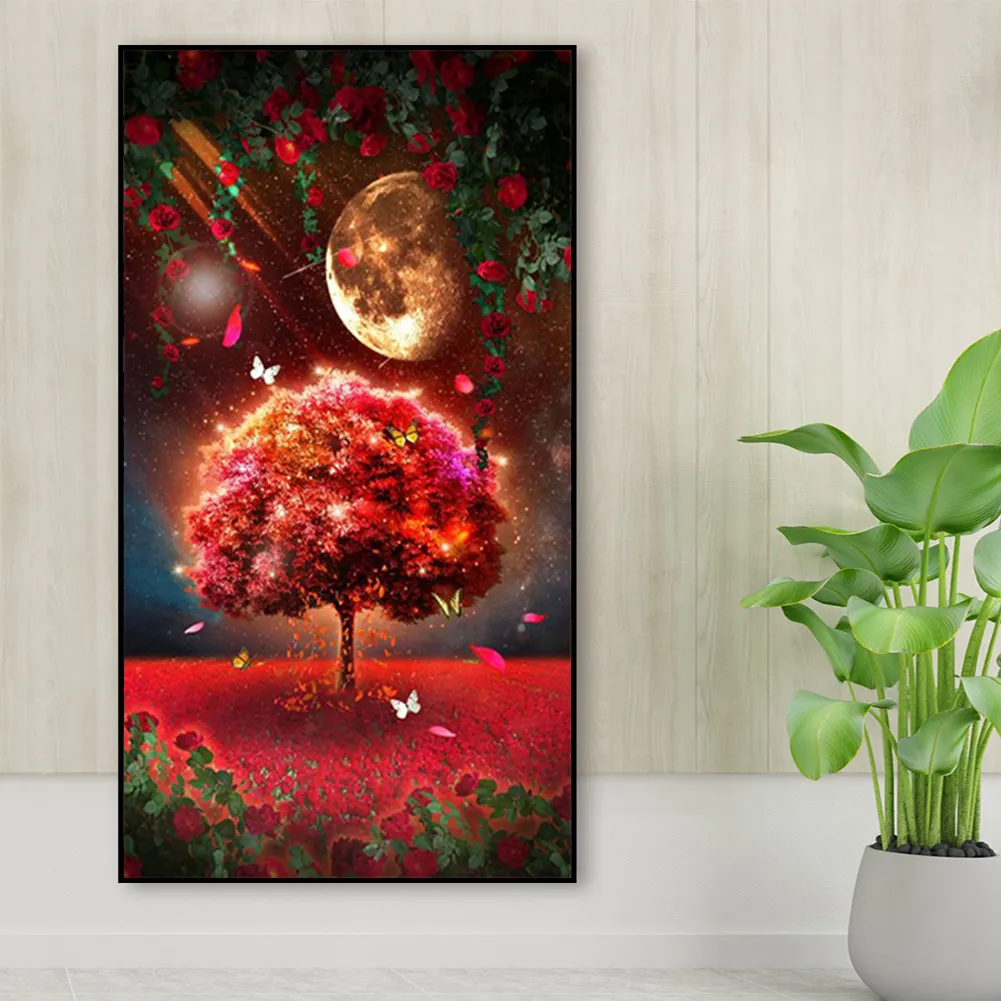 Full Round Diamond Painting 40*70cm - Moonlight Meteor Butterfly Mangrove