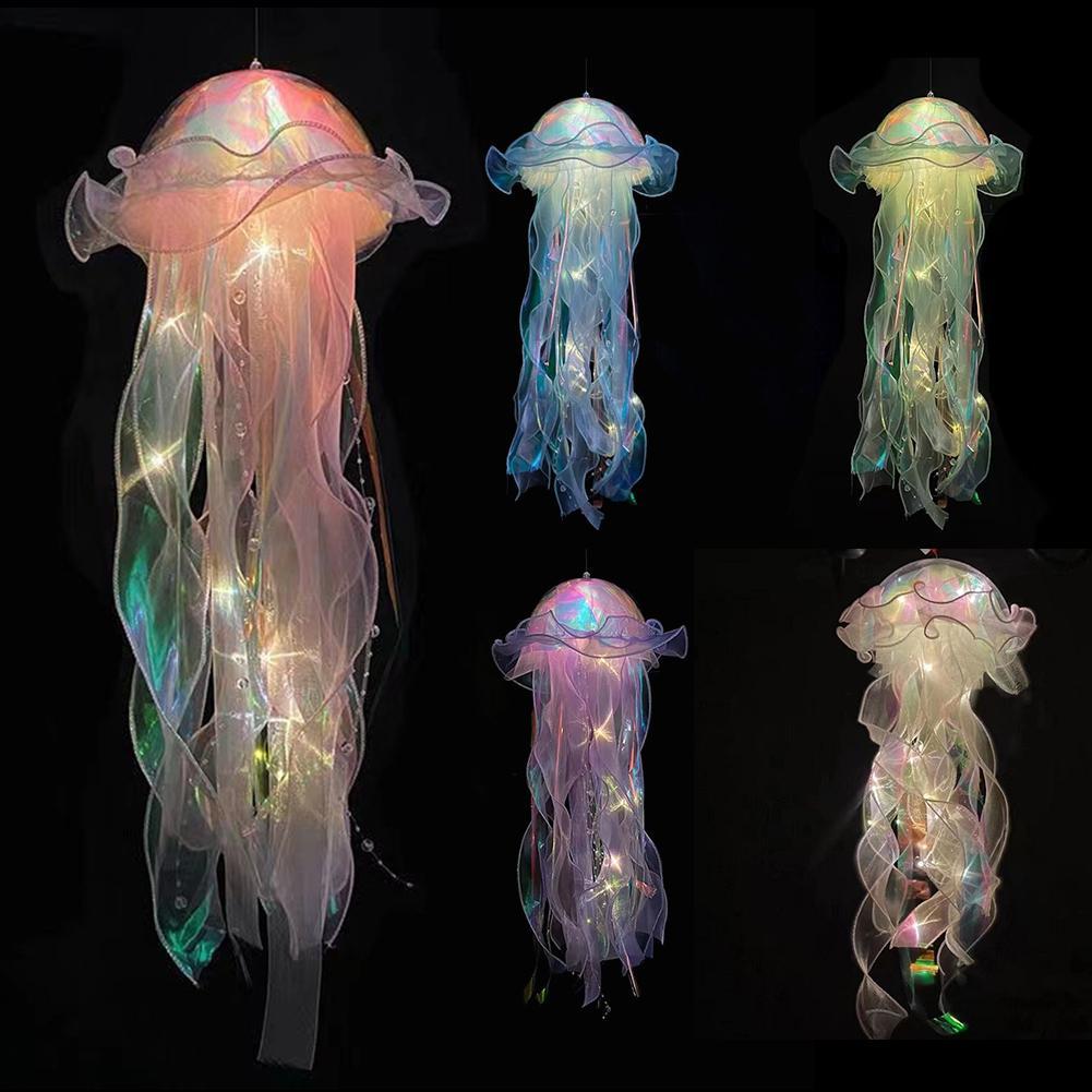 Tegooe DIY Jellyfish Lantern Kit - Colorful LED Night Light for Mermaid Theme Decor