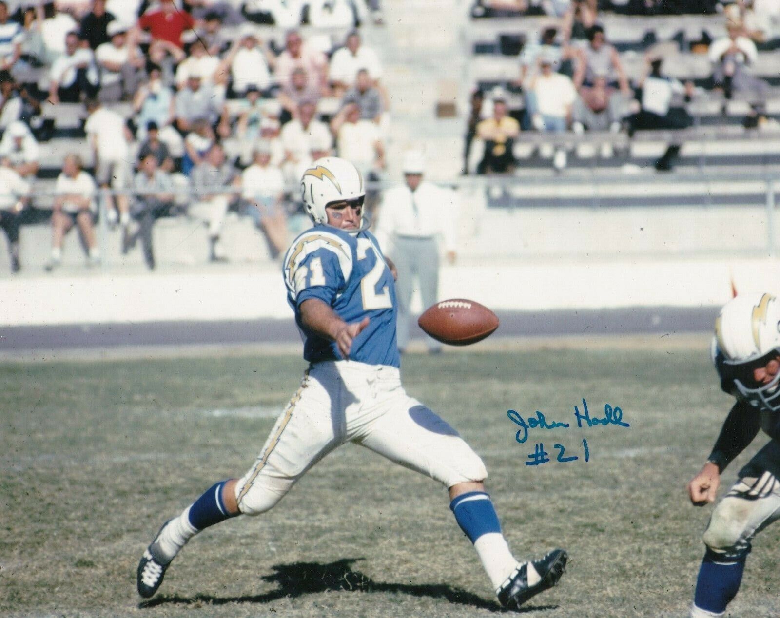 JOHN HADL SAN DIEGO CHARGERS ACTION SIGNED 8X10