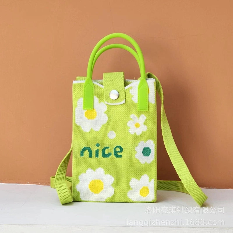 Women’s Polyester Cartoon Cute Square Hidden Buckle Shoulder Bag Handbag Crossbody Bag